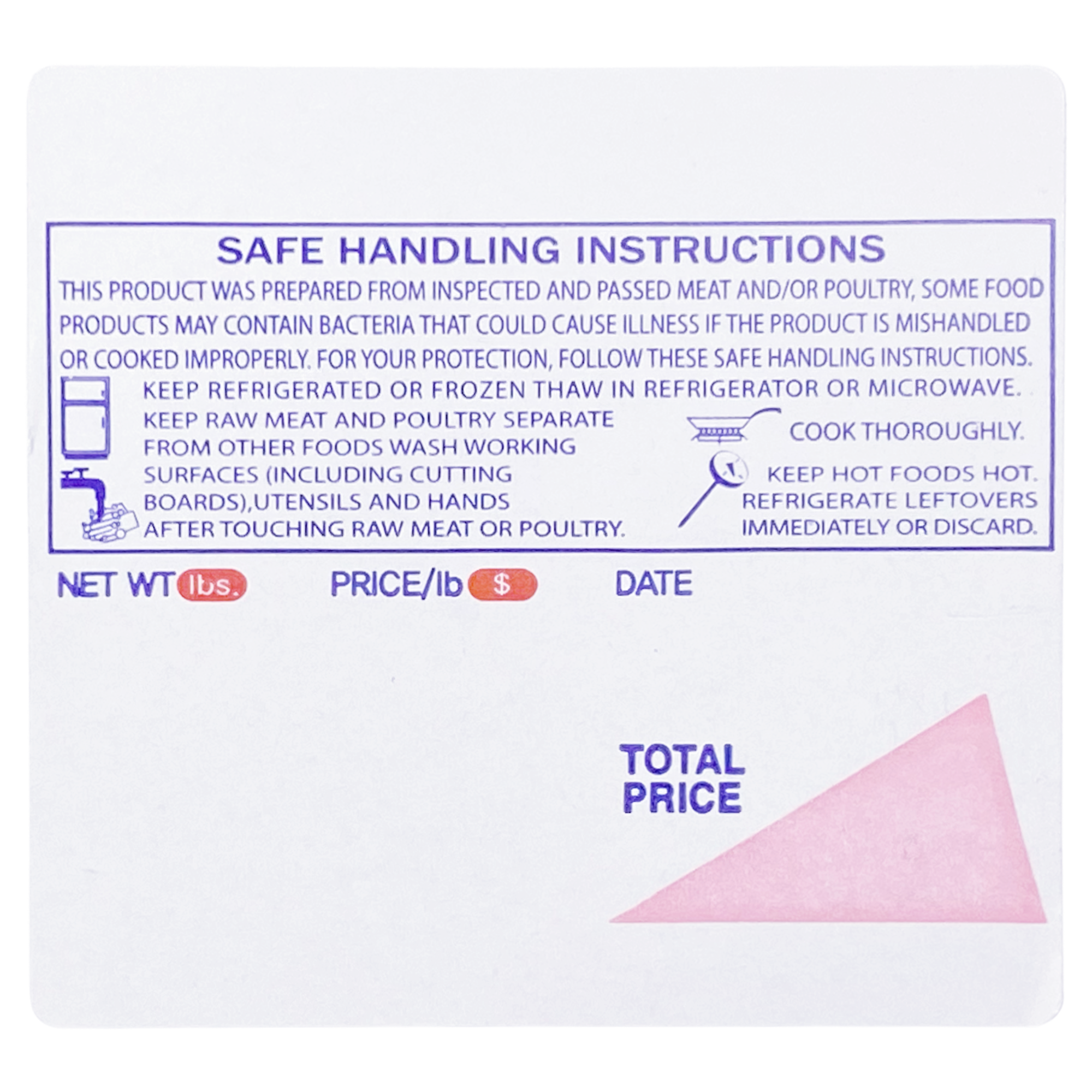 ISHIDA V59US1 Printing Scale Label, 64 x 59 mm, RED/BLUE Triangle UPC Safe Handling, 12 Rolls of 625 Labels