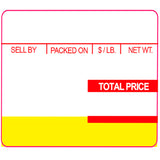 ISHIDA V47U01 Printing Scale Label, 64 x 47 mm, RED/YELLOW UPC, 12 Rolls of 800 Labels