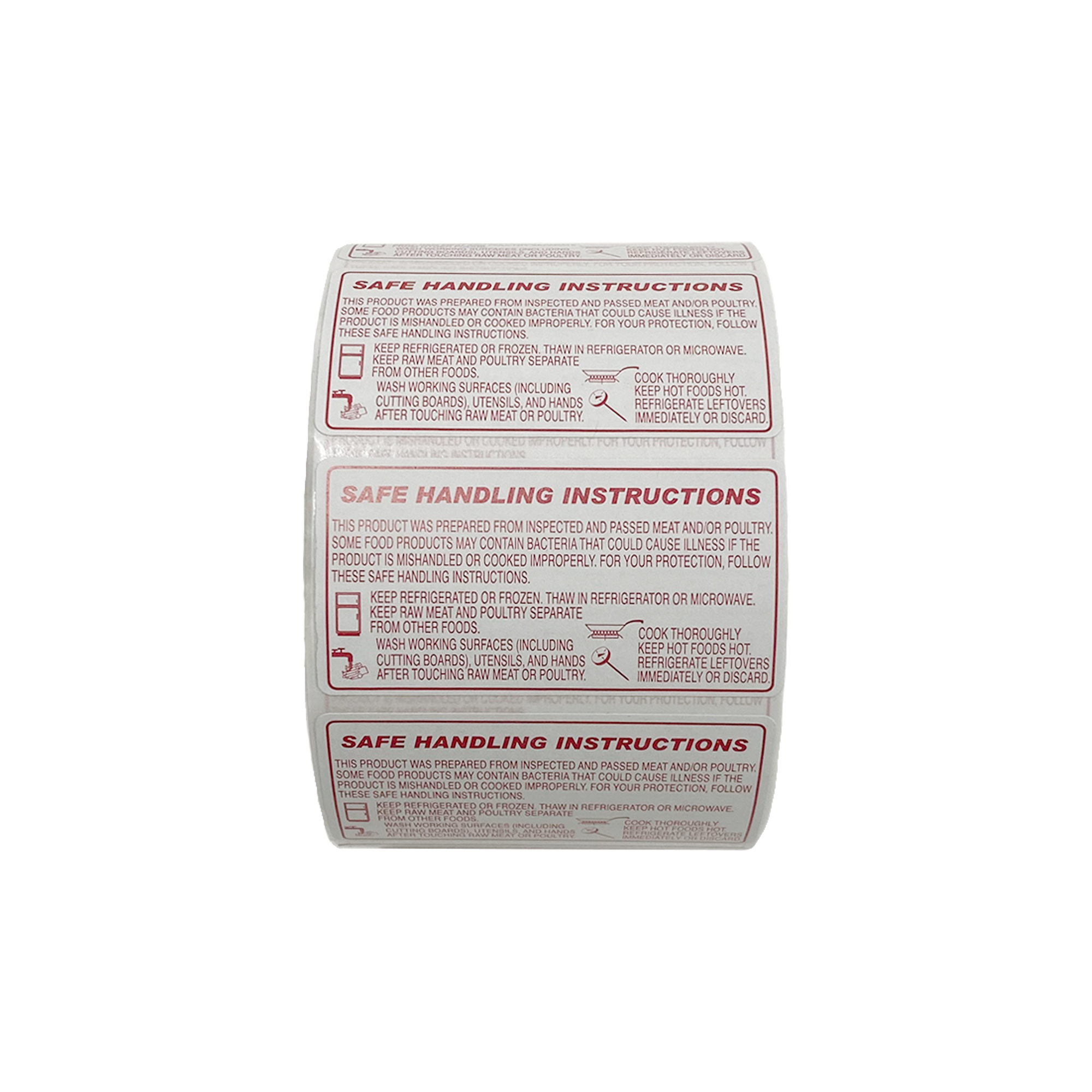 LST800S Food Safe Handling Instructions Label, 58 x 30mm, Meat, Chicken Packaging Instructions, 1 Roll of 1000 Labels