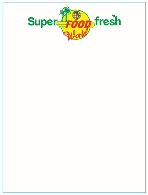 Food World Logo Printing Scale Label, 3" Core, 7mm Gap, 58 x 76 mm, 16 Rolls of 1000 Labels