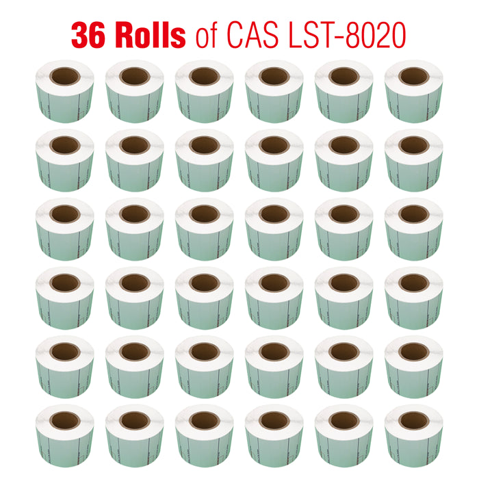 CAS8020-36 Printing Scale Label, 58 x 60 mm, UPC/Ingredients, 36 Rolls of 500 Labels
