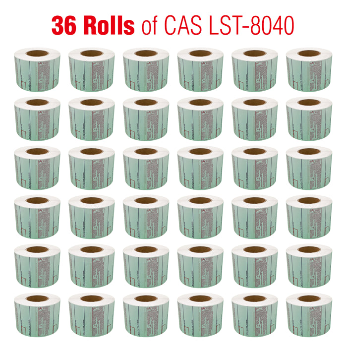 CAS8040-36 Printing Scale Label, 58 x 60 mm, UPC/Safe Handling, 36 Rolls of 500 Labels