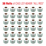 LCR8040-36 ALL RED Printing Scale Label, 58 x 60 mm, UPC/Safe Handling, 36 Rolls of 500 Labels