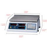 ACOM PC-100B Price Computing Scale, Bench Type Dual Range Capacity 30/60lb, Readability 0.01/0.02lb, Legal for Trade