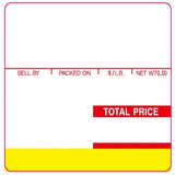 ISHIDA I59U02 Printing Scale Label, 64 x 59 mm, RED/YELLOW UPC, 12 Rolls of 625 Labels