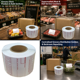 LCR8040 ALL RED Printing Scale Label, 58 x 60 mm, UPC/Safe Handling, 12 Rolls of 500 Labels